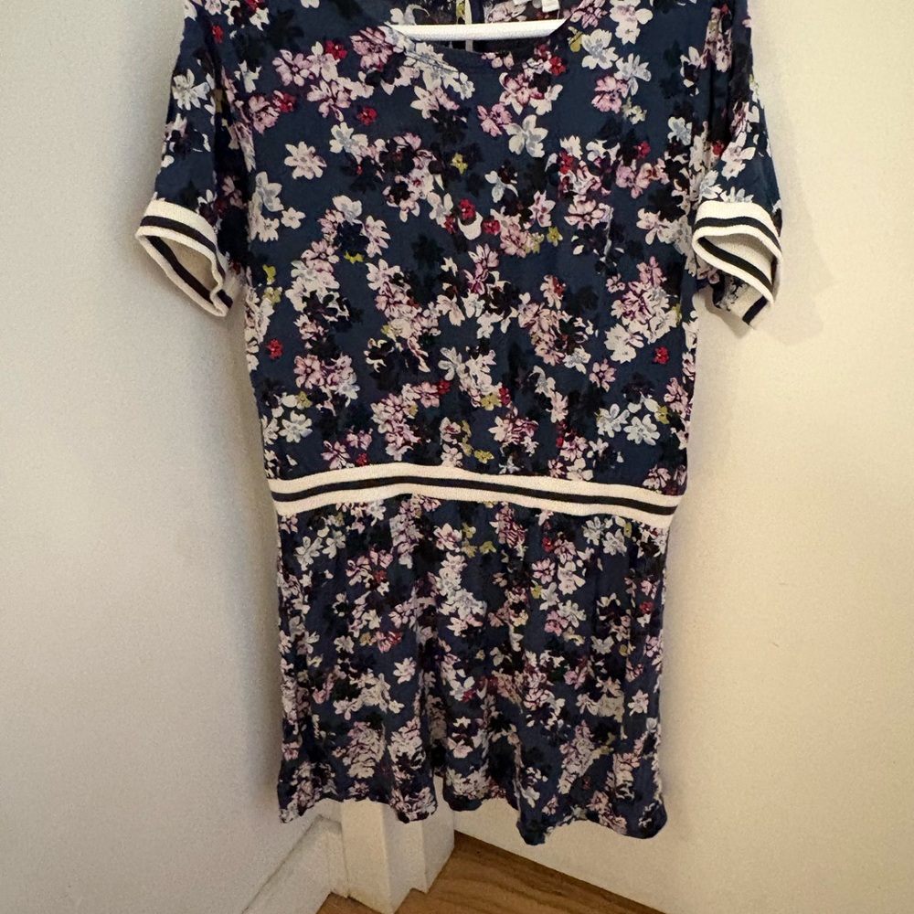 Floral Navy Short Sleeve Splendid Dress